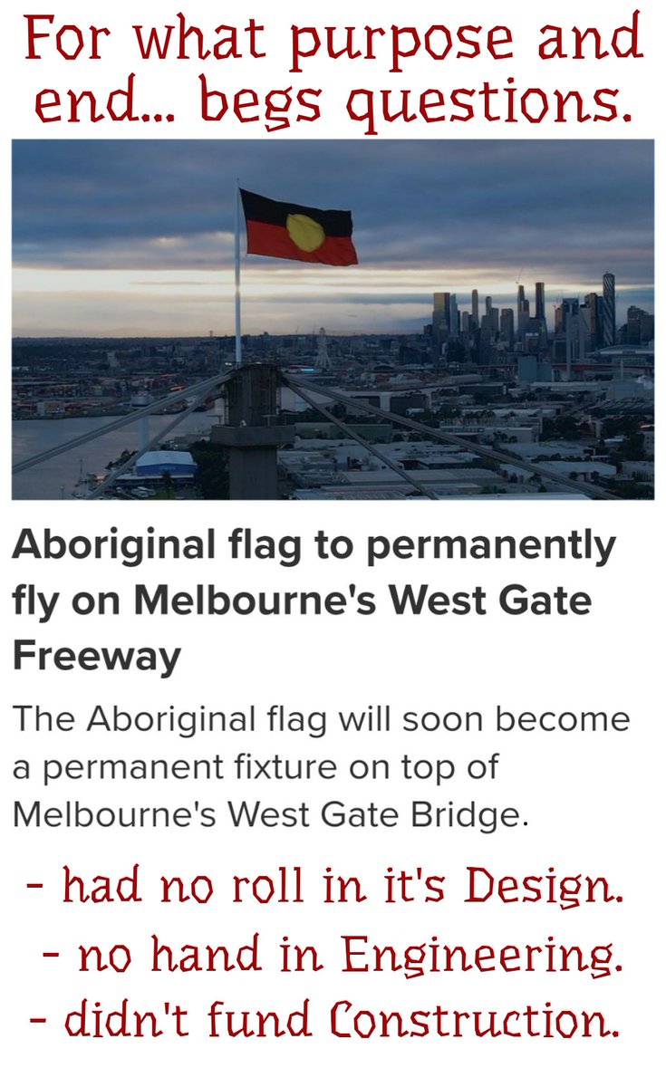 This ilk of pandering to Aboriginals achieves nothing, other than to insult reasonable intelligence... wouldn't know what a flag was, if not for colonisation. #auspol #aboriginal #flag #WestgateBridge #Aussie 🇦🇺