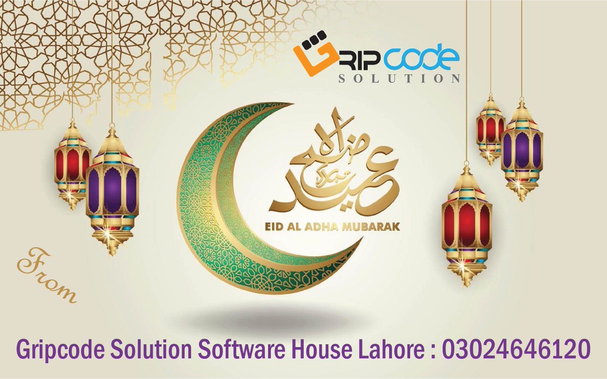 GripcodeS's tweet image. Wish you a very happy Eid Mubarak from Gripcode Solution Software House Team.