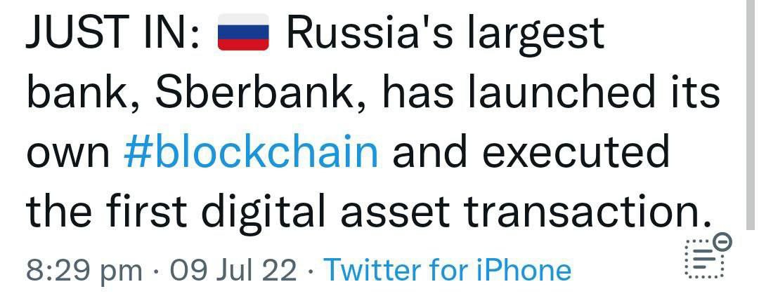 Russia Largest Bank #sberbank Launched His Own #Blockchain and first digital transaction asset...
#Crypto #cryptocurrencies #cryptocurrency #CryptocurrencyNews #cryptocommunity #bitcoin #Cryptos