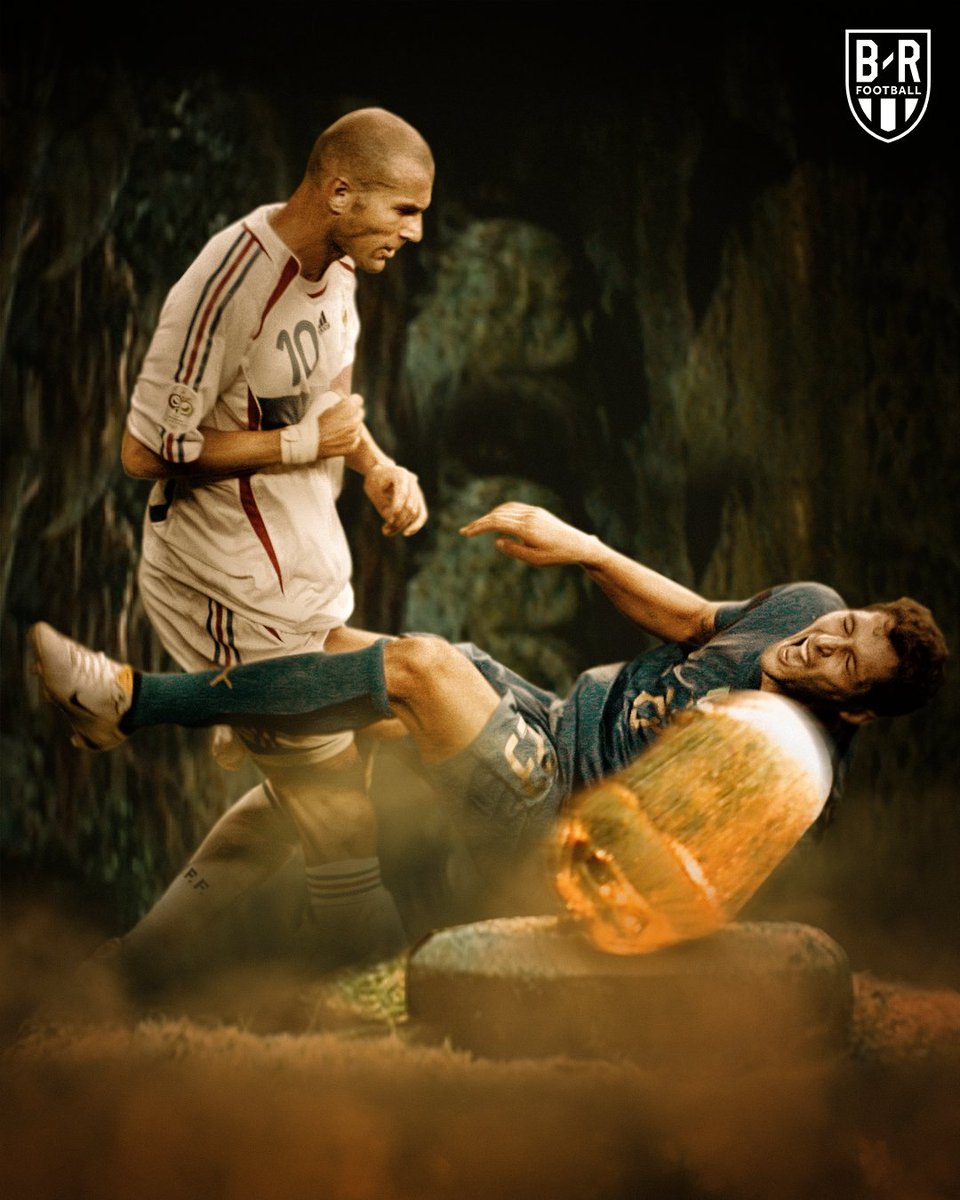brfootball's tweet photo. 16 years ago today, Zinedine Zidane headbutts Marco Materazzi at the 2006 World Cup final.

Like something from a movie 🤣 https://t.co/STGuGz0Ip8