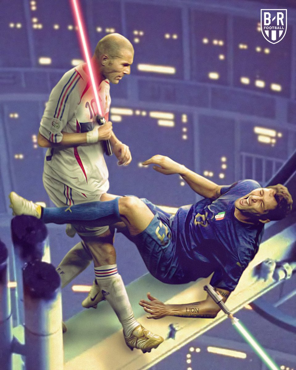 brfootball's tweet photo. 16 years ago today, Zinedine Zidane headbutts Marco Materazzi at the 2006 World Cup final.

Like something from a movie 🤣 https://t.co/STGuGz0Ip8