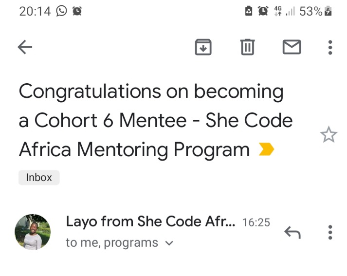 Iamlayomi1's tweet photo. Finally. A win.
#SCAmentorshipprogaram #SCAmentee https://t.co/yWE9j7Qtx4