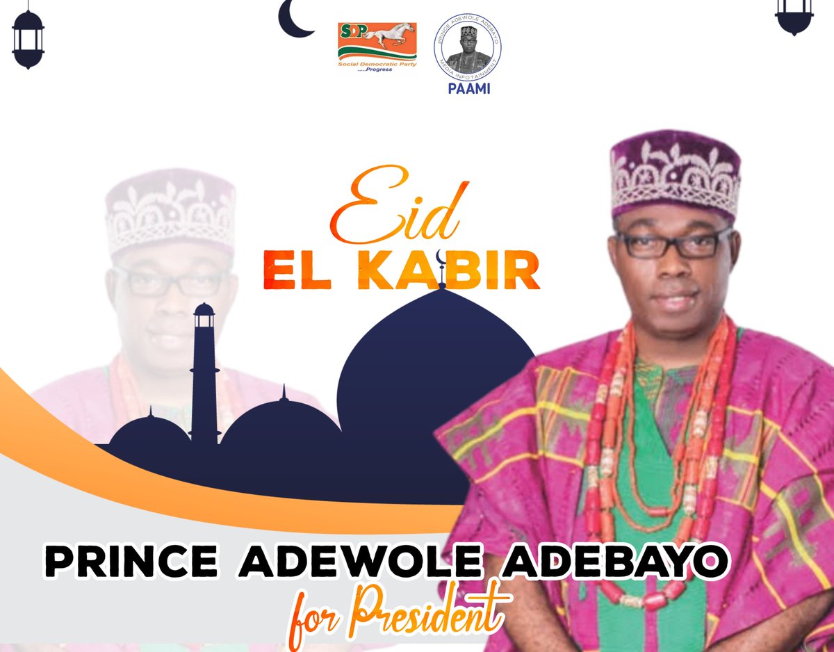 <a href="/Pres_Adebayo/">Adewole Adebayo ESQ</a> congratulate Muslims in Nigeria and across the world on the occasion of the Eid-el-Kabir celebration.
•
•
#internetdown #AustrianGP #SriLanka #GoHomeGota #flyingbeast #ThorLoveAndThunder #rogersoutage #RavindraJadeja #nointernet #VegasPete