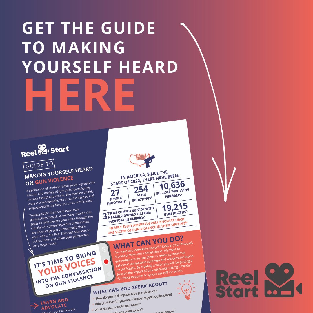 reelstartorg's tweet photo. In response to the tragedies in Buffalo and Uvalde we created a resource guide to help our students elevate their voices on an issue directly impacting them. As this epidemic of gun violence continues we’ve decided to share the guide online.
https://t.co/LzXgLiE5g9 https://t.co/A6RijMLHd9