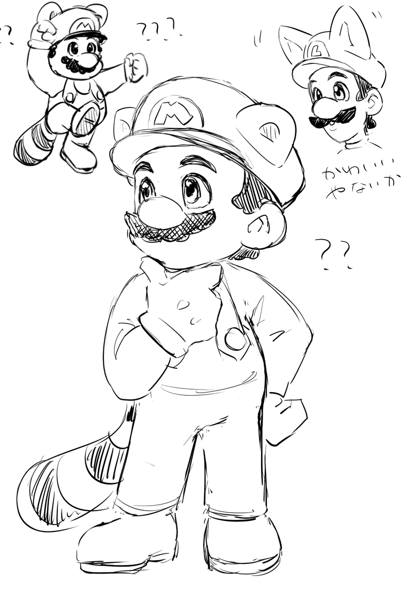 昔のタヌキマリオめっちゃ可愛いよな
マリオの描き方わからん 