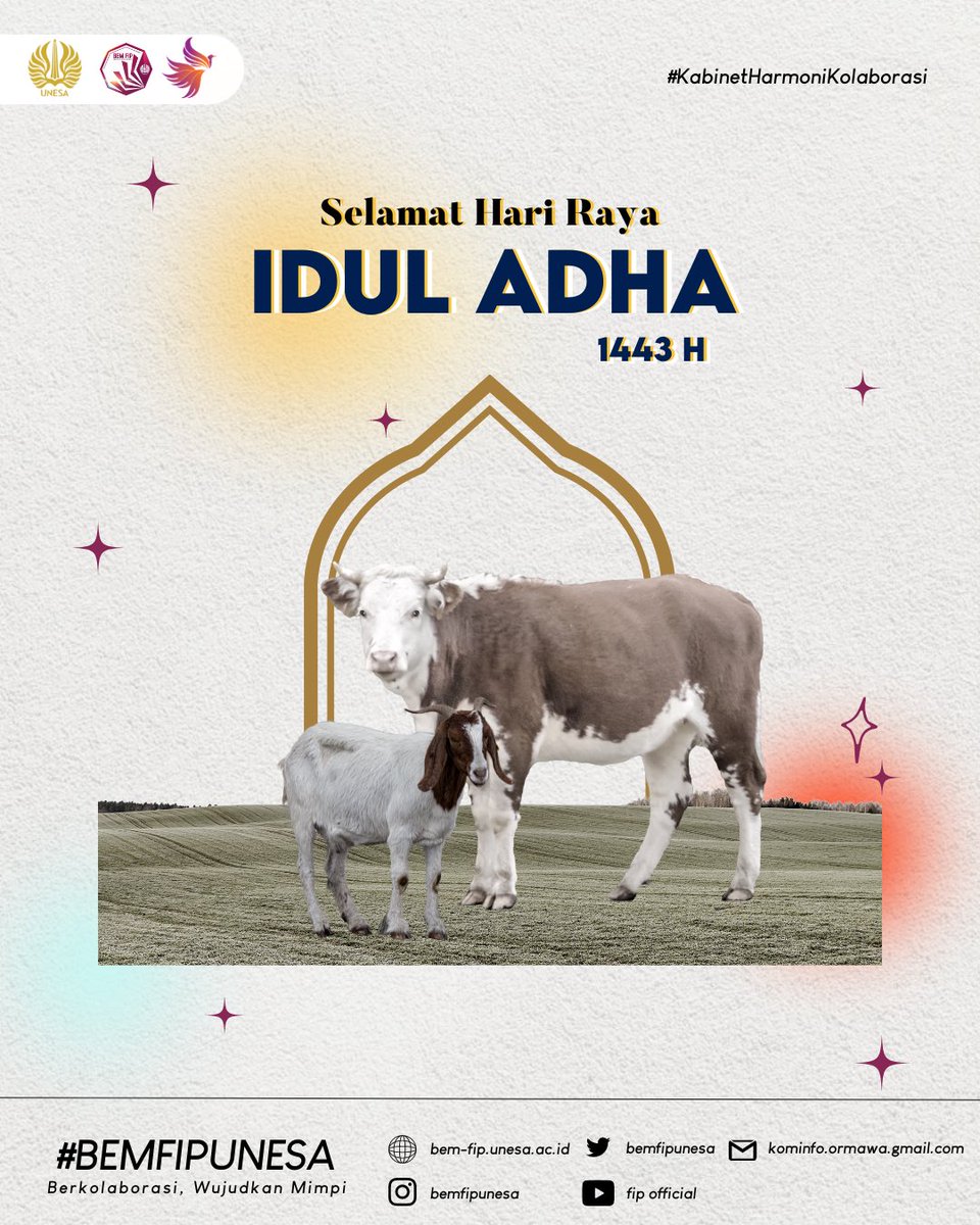 [HARI RAYA IDUL ADHA 1443 H]
Halo warga FIP Universitas Negeri Surabaya ✨
Selamat Hari Raya Idul Adha 1443 Hijriah...
_______________

#BEMFIPUNESA
#KabinetHarmoniKolaborasi
#BerkolaborasiMewujudkanMimpi
#BANGGAFIP
#SatuLangkahDidepan