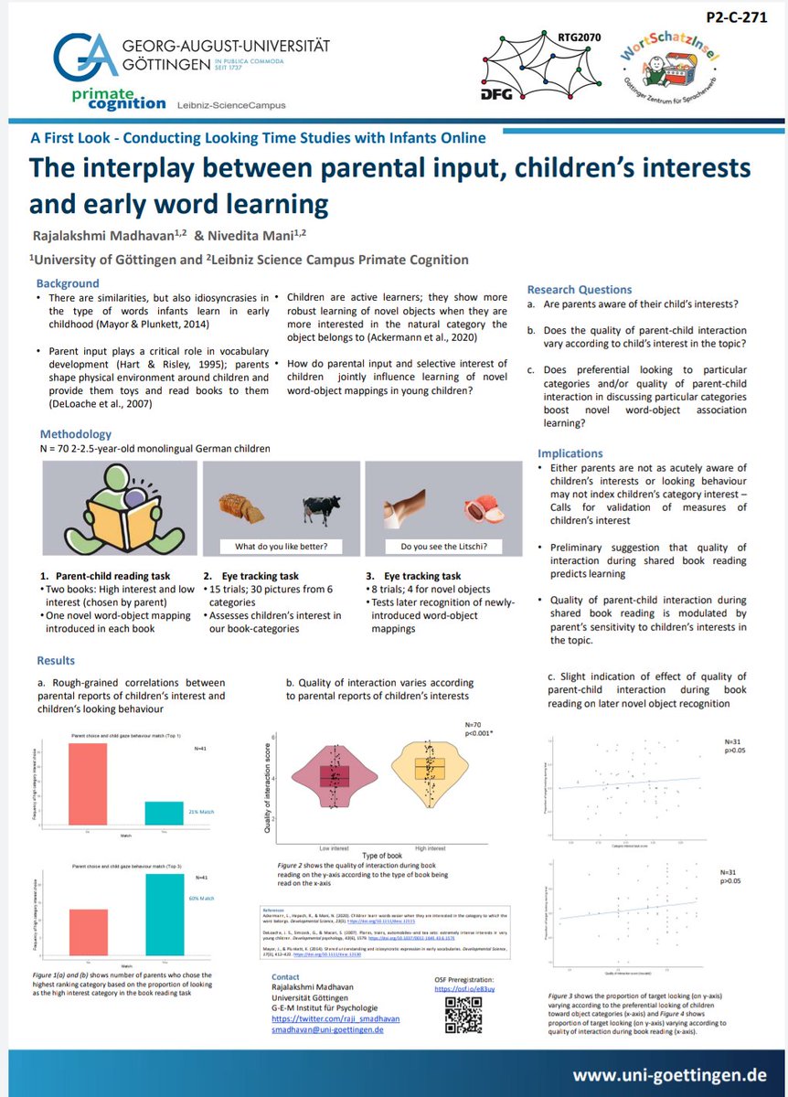Raji_SMadhavan's tweet photo. At the symposium along w @bankianna @gabi_markova @_danielaschmidt &amp; @LorijnSZ (also there in spirit), Ricarda will present how we have been using looking time to study infants in-person &amp; online (aka during COVID - my first PhD study was launched during COVID!) Poster down below https://t.co/oylzrHeoBt