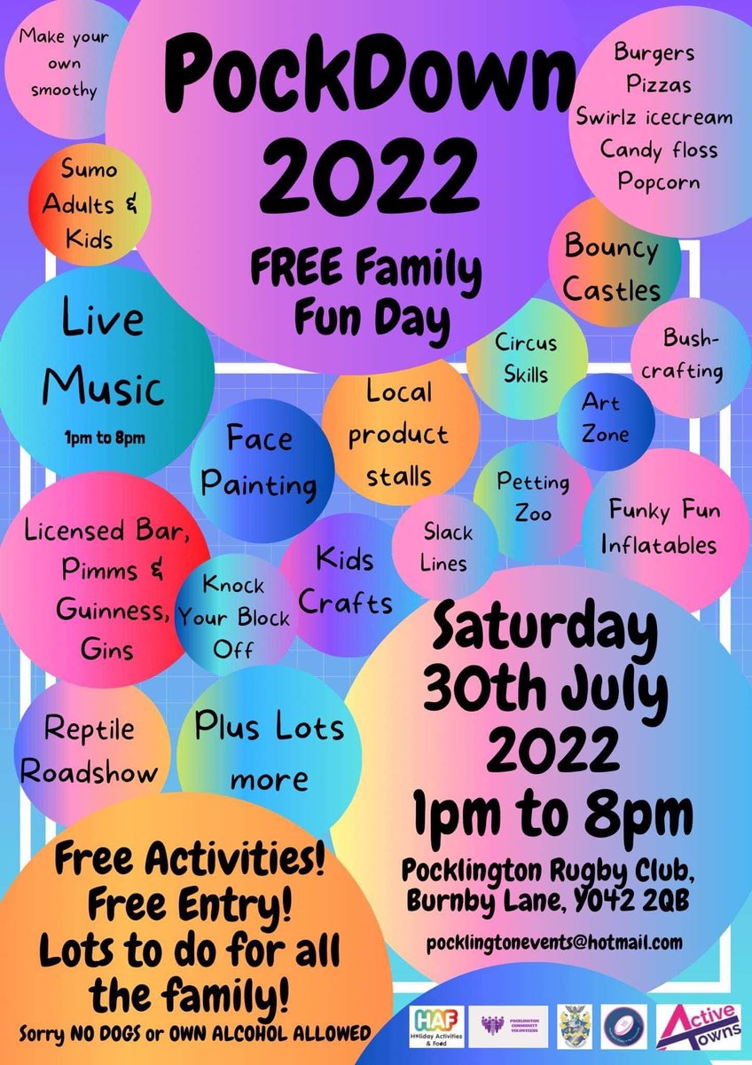 This is the towns community summer event, it’s is a free event for the community meaning free entry and free games, activities, workshops, live music and much more. 

Please share to your page to help get support for the event.