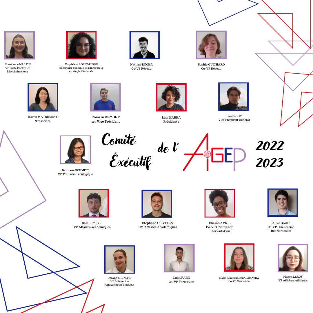 AGEParis's tweet photo. Bonjour à tous.toutes,

L’année se termine pour le ComEx 2021-2022. Il est donc temps de vous présenter sur nos réseaux, le Comité exécutif 2022-2023 !
Rendez-vous sur notre page facebook pour plus d’infos !

À très vite,

L’AGEP https://t.co/aTZYPNaITA