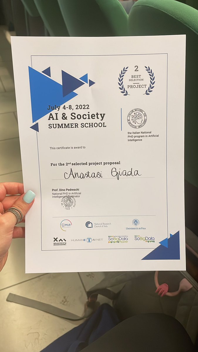 giada_anastasi's tweet photo. Amazing summer school last week in Pisa. Really honored to be part of this. #phdAI #phdlife https://t.co/zl34Xooabe