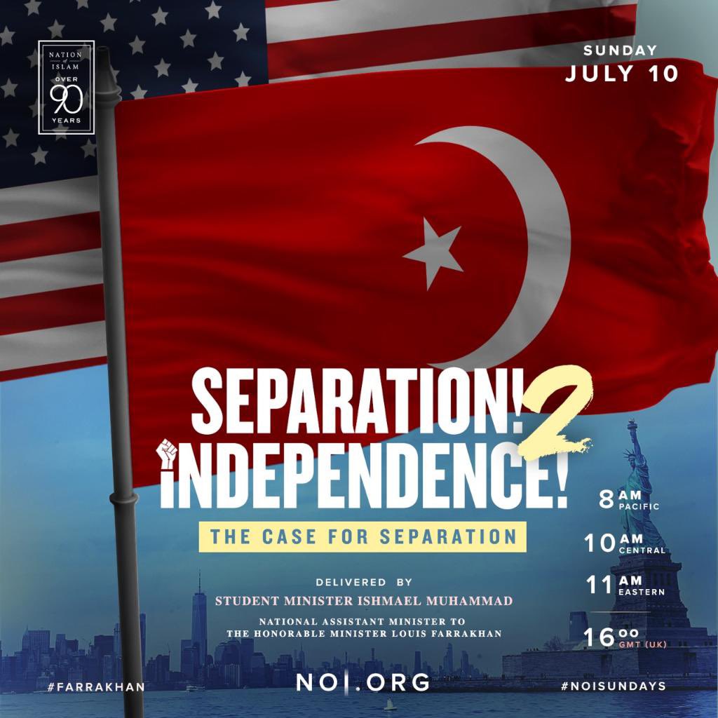 MosqueMaryam's tweet image. Student Minister Ishmael Muhammad (@minishmael) delivers part 2 of his lecture…

🔴 Separation &amp;amp; Independence 🔴
-The Case for Separation-

Join us tomorrow morning at 10am CT

💻 📱 noi.org #IndependenceDay