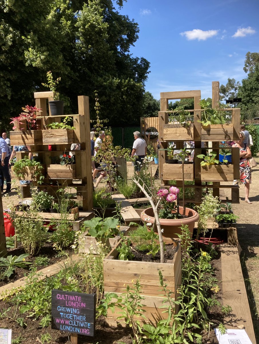 GreenFeltham's tweet photo. Thank you @Cultiv8London for letting some #FelthamInBloom -ers join you to help on your community allotment @The_RHS Hampton Court this week. Looking forward to more collaboration and potentially recreating some of these ideas at Belvedere House with @CharityFcda https://t.co/N8am5HIrcx