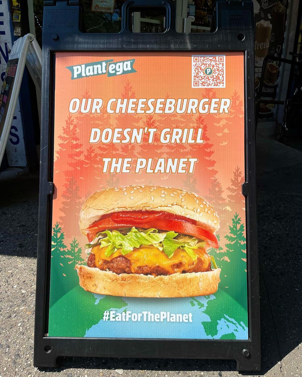 Here's a crazy idea. What if we could enjoy food & save the planet at the same time? With Plantega you can! Look out for our new signs across NYC & scan the QR code to find out how you can #EatForThePlanet one Plantega sandwich at a time! #eatplantega #nycvegan #bodega #veganism