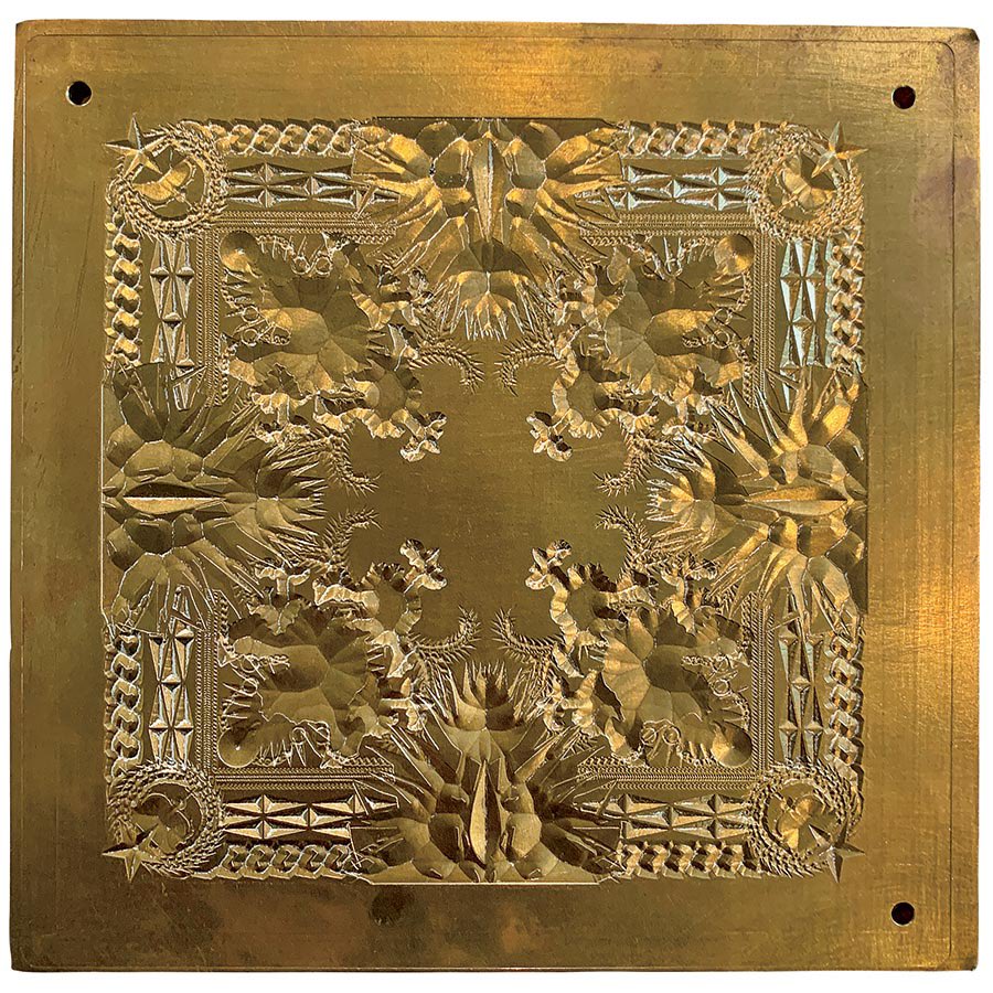 erikfreer (@erikfreer) on Twitter photo The original pressing plate for the embossing on the Watch the Throne album cover, 2011, from the <a href="/brooklynmuseum/">Brooklyn Museum</a> <a href="/virgilabloh/">virgil abloh</a> show by VA, <a href="/kanyewest/">ye</a>, Ricardo Tisci and Shawn Carter. The original pressing plate for the embossing on the Watch the Throne album cover, 2011, from the <a href="/brooklynmuseum/">Brooklyn Museum</a> <a href="/virgilabloh/">virgil abloh</a> show by VA, <a href="/kanyewest/">ye</a>, Ricardo Tisci and Shawn Carter.