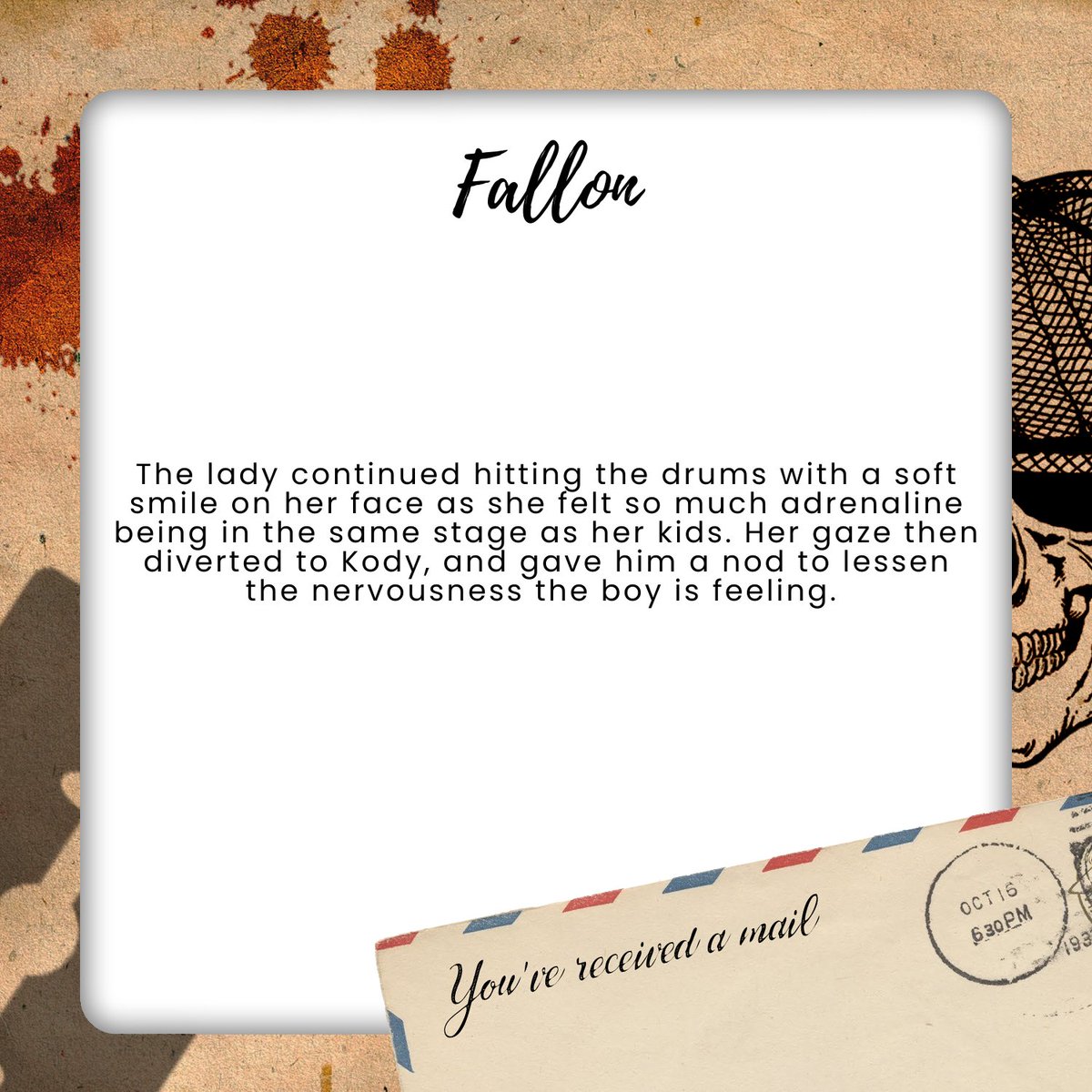 @sinceriIy <a href="/FAMILIAPIERRE/">RAZE'S BLINDING GETAWAY</a> ㅤ 

       FALLON.⠀             ᐟ ͏͏͏ DRUMMER ...
          
⠀⠀⠀ ͏͏͏͏͏͏ ͏͏͏͏͏͏⠀
⠀⠀⠀