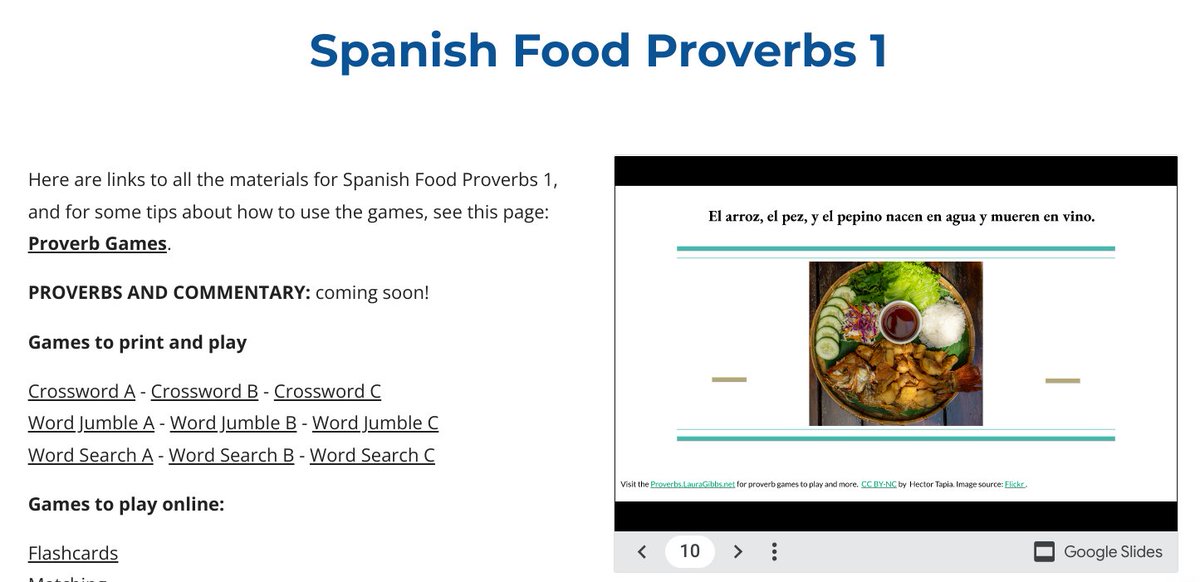 OnlineCrsLady's tweet photo. new #SpanishProverbs #ProverbGames from @MagisterTapia...I'm having way too much fun with this project, and I'm learning Spanish too (this is exactly how I like to learn: proverbs! rhymes! wisdom! fun!)
it's happening here:
https://t.co/YF56nmYbaS
#MYFest22 for games+learning
1/2 https://t.co/pM7ZBVP4NY