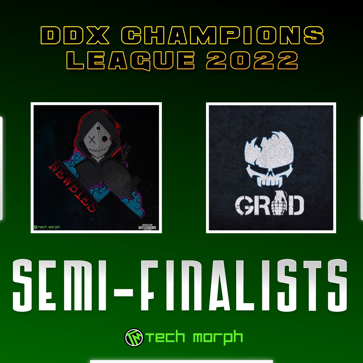 tech_morph's tweet photo. DDX Champions League π
We are proud to announce that 2 teams from the Brotherhood were able to qualify for the Semi-finals of DDX Champions League 2022. π
#esports #greenarmy #techmorph #brotherhood #walkthetalk #Teamspeak https://t.co/EEufzapGkX