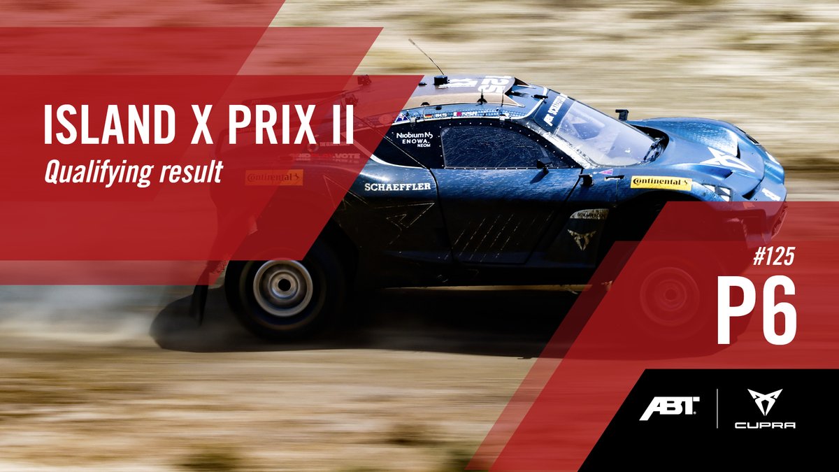 abtmotorsport's tweet photo. P6 for Jutta and Nasser after both qualifying rounds today. That means we will compete in the second semi-final tomorrow.

#TeamABTSportsline #ExtremeABT #ExtremeE #IslandXPrix https://t.co/Dvfzmr2H9l