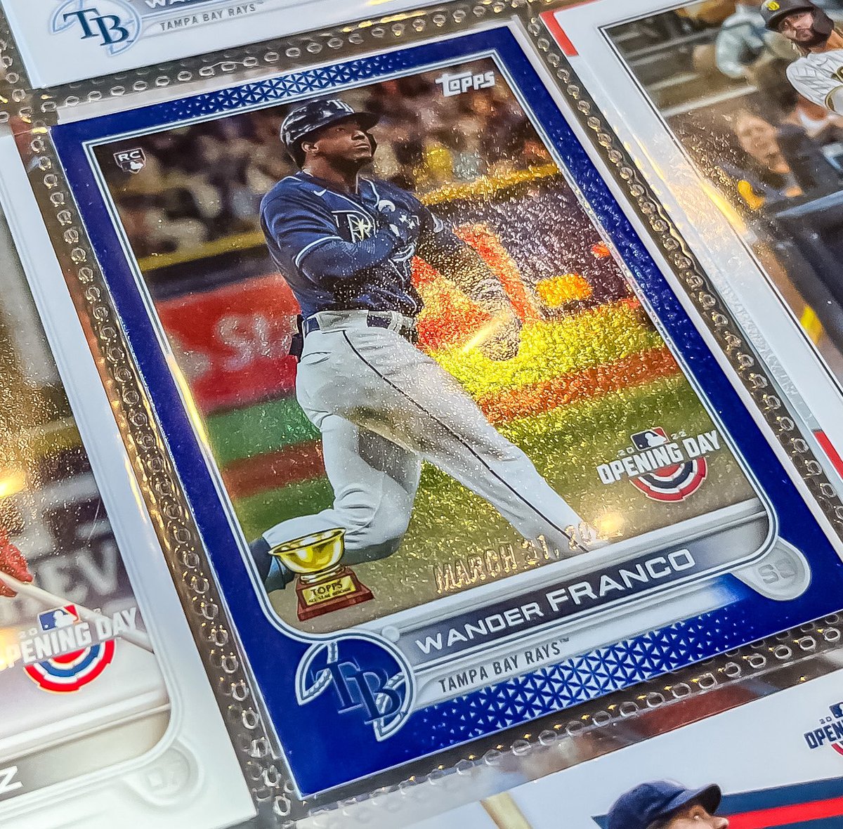 sadi3smith's tweet photo. Blue foil opening day Wander Franco #topps #wanderfranco https://t.co/O2SXQWU6t9