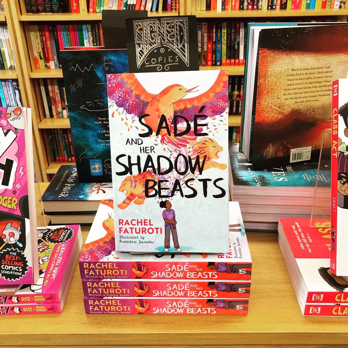 It was really lovely to meet @RachelWithAn_E yesterday. Rachel’s ‘Sadé and her Shadow Beasts’ is a searing, lyrical & poignant account of grief, complete w/ beautiful illustrations by @marykeepsgoing 📚🐅❤️ We have signed copies in the shop or online ✨ bit.ly/3nRSzw6✨