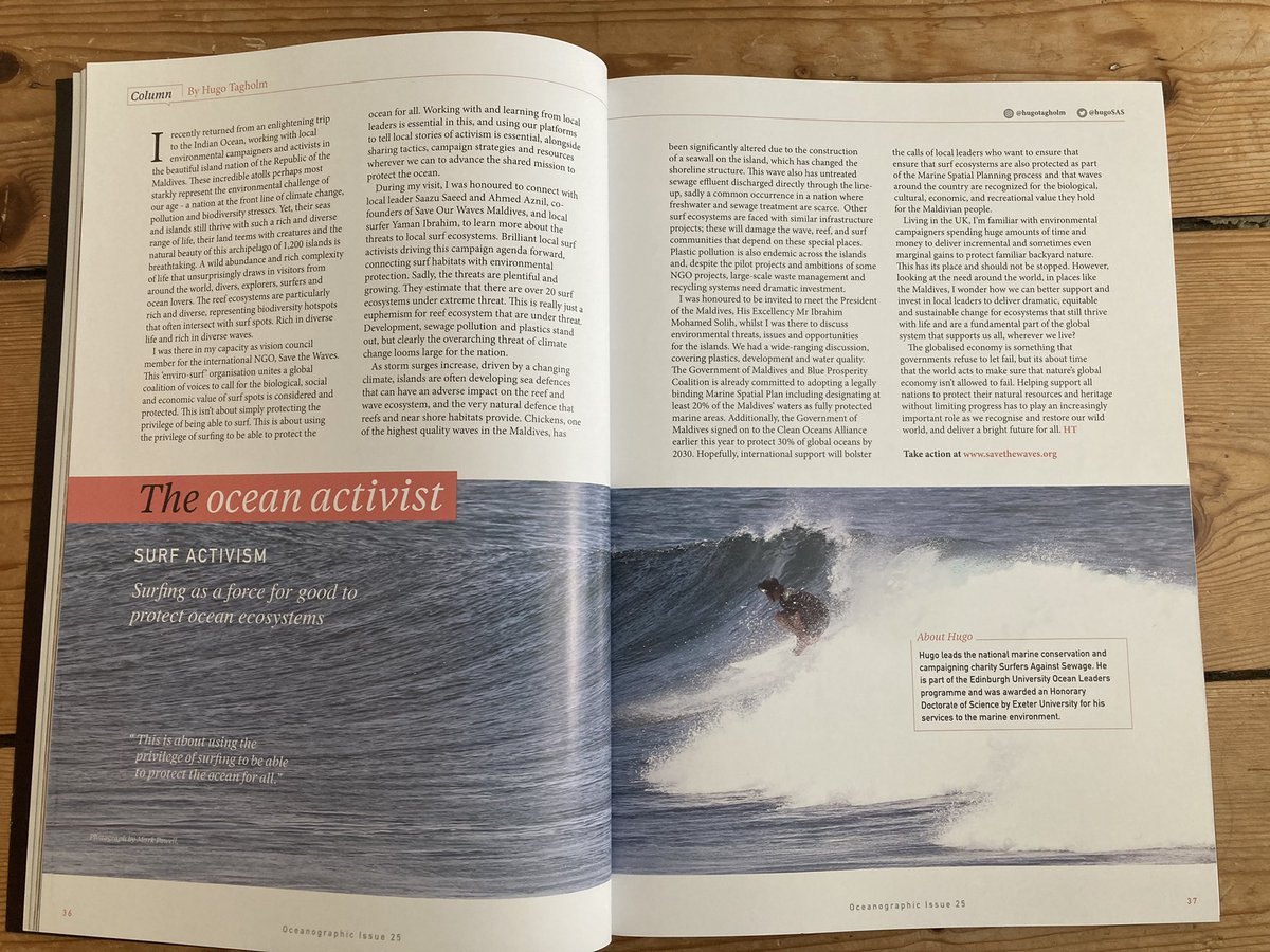HugoSAS's tweet photo. Always stoked to see my column land in the latest issue of @Oceano_mag alongside stunning images &amp; great features. This month I talk surf activism @saveourwavesmv &amp; @SaveTheWaves 🌊🌍🐟🏄‍♂️✊🤙 @og_editor https://t.co/Oo94iuHTpv