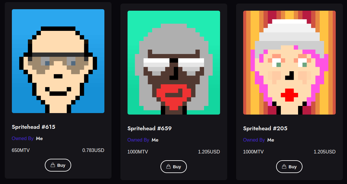 10k <a href="/Spriteheads/">Spriteheads 😎</a> with 16 traits each makes for quite a unique collection of pixel art. This is a true community project that holds regular giveaways on discord. Now you can buy &amp; sell Spriteheads on Epic Gallery.
#nft #MultiVAC $mtv $sprite #epicgallery

epic.gallery/collections/Sp…