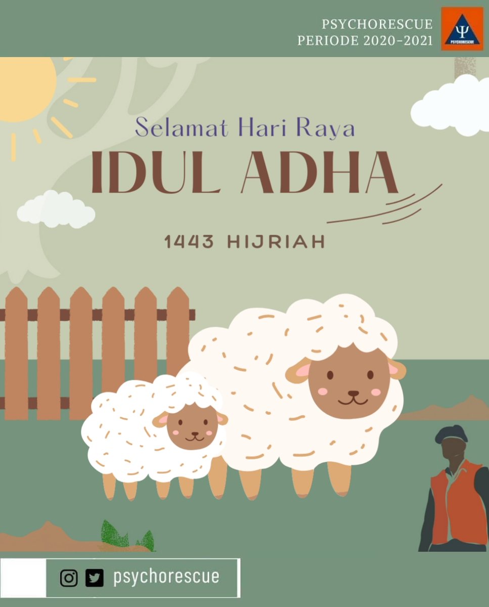 [ SELAMAT HARI RAYA IDUL ADHA 1443 H/2022 M ] 🕌☘️

🌟Semoga kita tetap bertahan, dan kita ikhtiar dalam menghadapi kesulitan di masa pandemik sebagai pengorbanan. 

#Psychorescue
#iduladha1443H
#iedaladha1443H
#Qurban2022