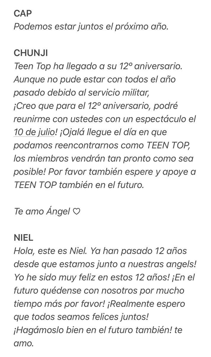 TeenTopPERU's tweet photo. Mensaje de #TEENTOP 🤍 

#틴탑_함께맞는_열두번째여름
#Happy12thDearTEENTOP https://t.co/jqfL0EZEs5