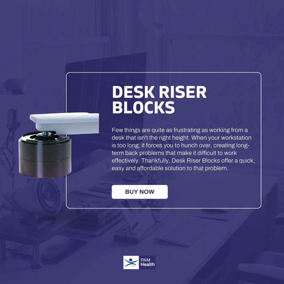 PAMHealthUK's tweet photo. Is your desk too low? Causing neck and back problems?

Try our desk riser blocks.

📞0808 1968822
📧 info@pamhealth.co.uk

https://t.co/khYaFT3fbk

#pamhealth #office #workfromhome #ergonomic #backpain #officechair #officedesk #officeequipment #workplace #officefurniture https://t.co/rOGWelRmwf