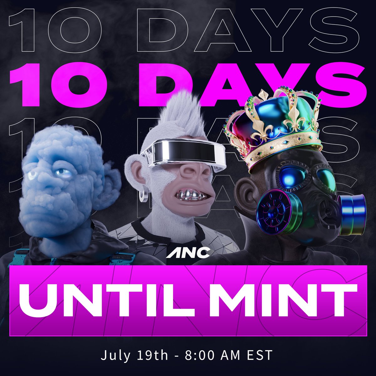 Ape Night Club (@apenightclub) on Twitter photo 𝟭𝟬 𝗱𝗮𝘆𝘀 until the 𝗽𝗿𝗲𝘀𝗮𝗹𝗲 ⌛️🦍
Giving away 10x WL spots + 1 free NFT 👇
To enter you must:
1⃣ Follow <a href="/ApeNightClub/">Ape Night Club</a>
2⃣ ❤️ & RT This Post
3⃣ Tag 3 frens
✅Join: discord.gg/apenightclub 𝟭𝟬 𝗱𝗮𝘆𝘀 until the 𝗽𝗿𝗲𝘀𝗮𝗹𝗲 ⌛️🦍
Giving away 10x WL spots + 1 free NFT 👇
To enter you must:
1⃣ Follow <a href="/ApeNightClub/">Ape Night Club</a>
2⃣ ❤️ & RT This Post
3⃣ Tag 3 frens
✅Join: discord.gg/apenightclub
