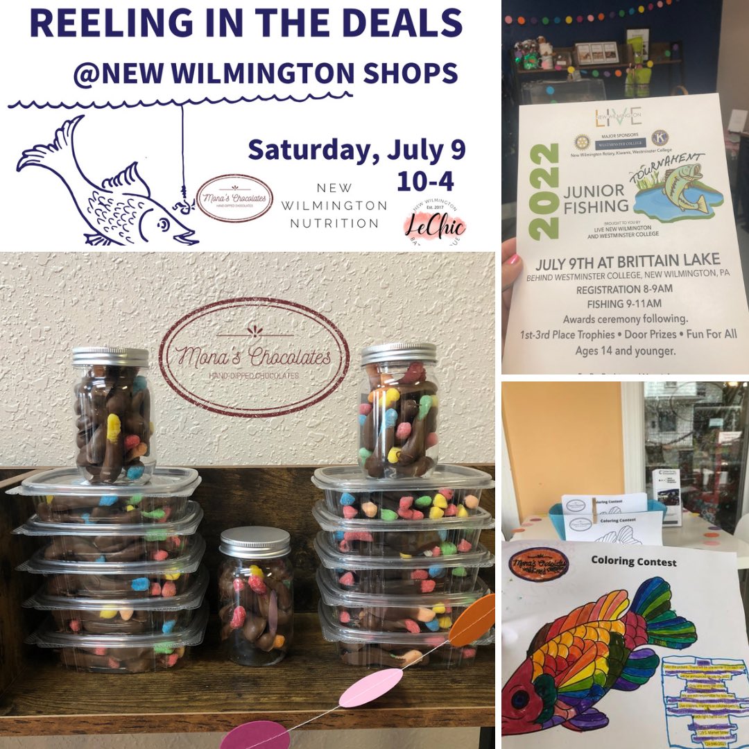 MonasChocolates's tweet photo. Today is a family fun day in New Wilmington, PA.  Coloring Contest, Reeling in the Deals and 🍫 dipped worms.  Everything is walking distance.  #kidsfishing #fishing #coloringcontest #chocolateworms #monaschocolates #newwilmingtonpa #chocolate #familyfun #newwilmingtonshops https://t.co/cX9e7yGHke
