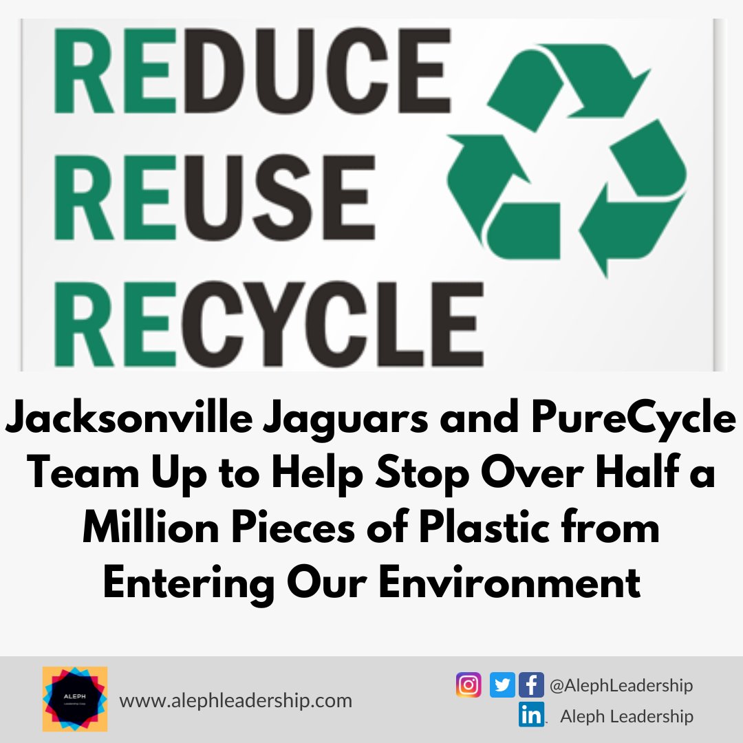 PureCycle Technologies, Inc. and the Jacksonville Jaguars are teaming up to help divert over half a million pieces of plastic waste at TIAA Bank Field from being landfilled or flowing into waterways. #reduce #reuse #recycle #sustainable