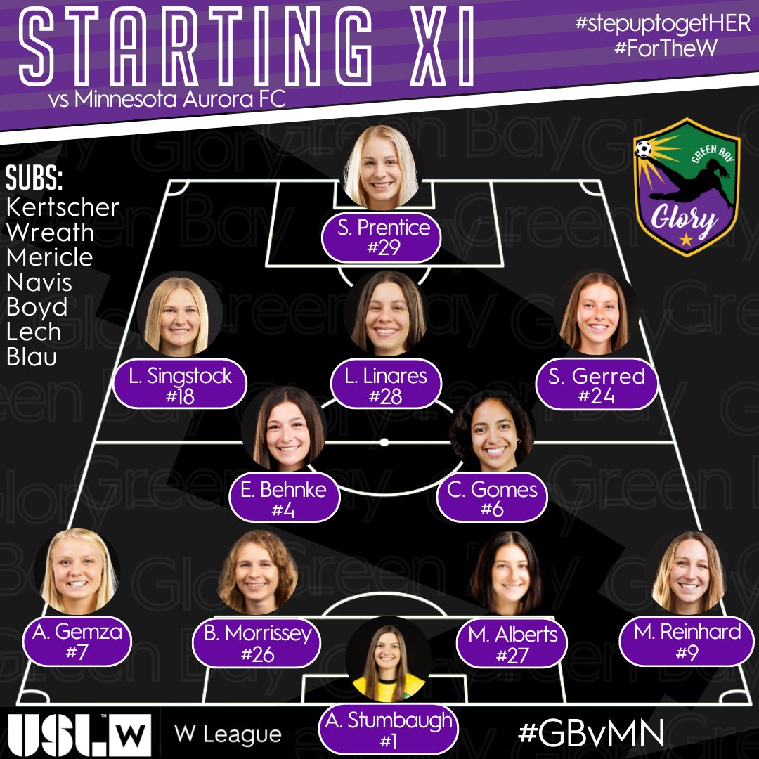 Your Glory Starting XI vs Minnesota Aurora FC.

Live gameday broadcast starting now! To stream click the link below! 👇

Game link: loom.ly/9kUsCx4

#GBvMN #ForTheW #stepuptogetHER
@uslwleague