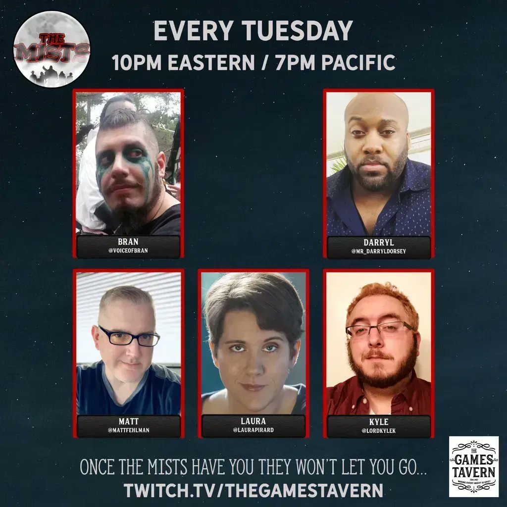 TheMistsRPG's tweet photo. Episodes of @themistsrpg are now updating on YouTube: https://t.co/xVeYPxL32e
Don't forget to Like, comment and subscribe to help boost the video which may just help new friends to find their way to the show!

#ttrpg #dnd #horror #TGT https://t.co/98eG3eatvk
