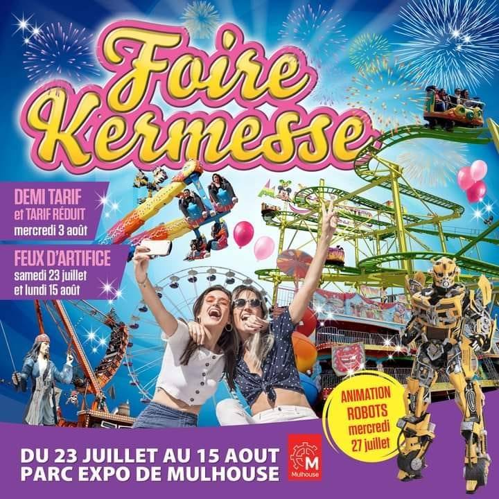 #MonEteAMulhouse | La + grande #FoireKermesse de l'Est de la France est de retour à #Mulhouse au <a href="/ParcExpo68/">Parc Expo</a> ! 🙌🎢🎡
Feux d'artifice, animations &amp; 1/2 tarif, faites le plein de sensations &amp; de gourmandises en famille ou entre amis, du samedi 23 juillet jusqu'au lundi 15 août 😉