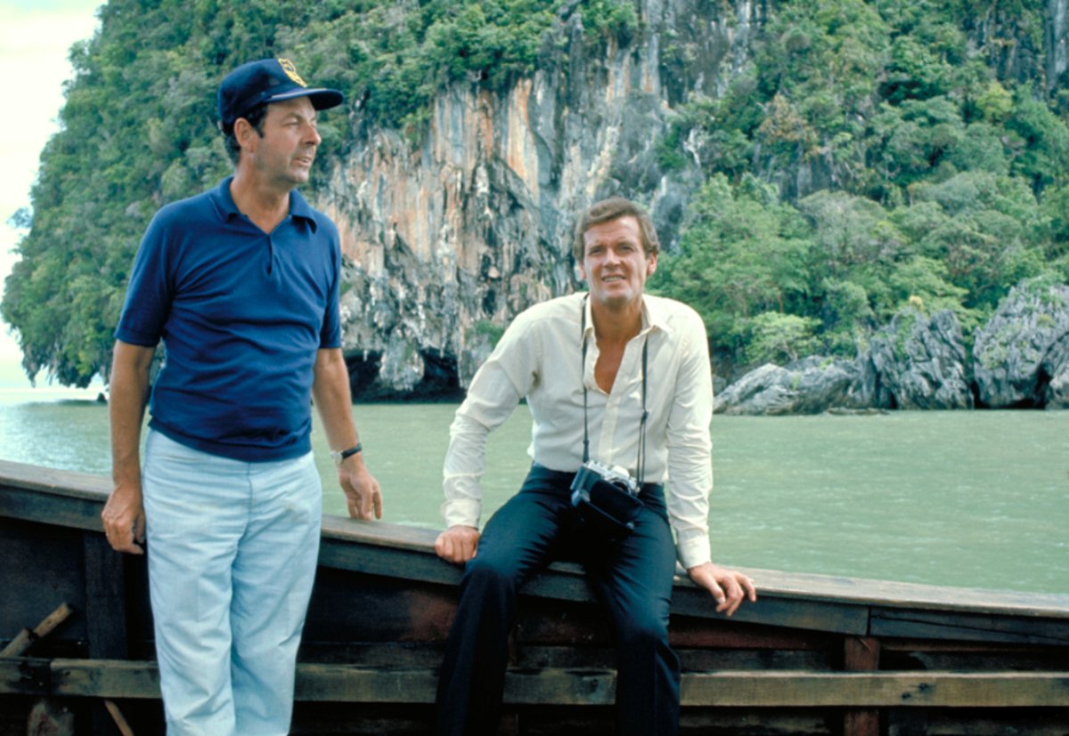 Behind the scenes with Director Guy Hamilton and Roger Moore on location at Khao Phing Kan Island, Phuket, Thailand during filming for The Man With The Golden Gun (1974) #Bond #JamesBond #RogerMoore

Visit our archive at > thunderballs.org
