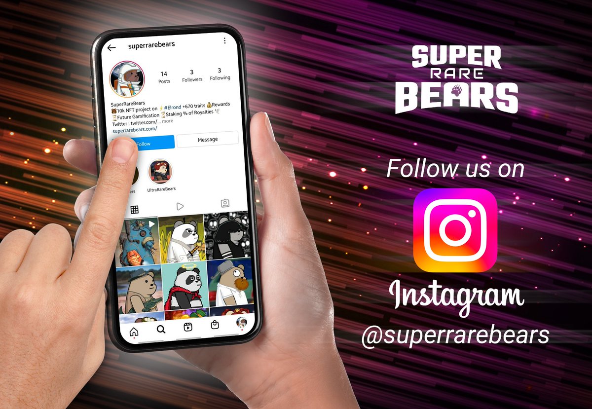 #SuperRareBears, as we grow, so does our reach, this means we have to keep up keep up with Social Media trends &amp; <a href="/instagram/">Instagram</a> is the perfect platform to showcase our 🐻s

If you have an account please follow, like &amp; comment on our posts

instagram.com/superrarebears

$EGLD #NFT