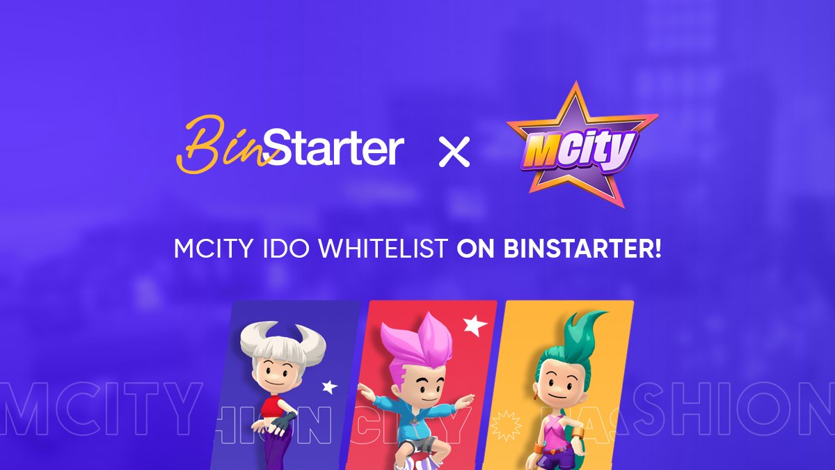 🥳 Whitelist and Gleam for @MCity_NFT IDO Is Open! 🏙

🗓 Join Whitelist Ends: July 9- July 16, UTC 16:00
🗓 Gleam Whitelist Ends: July 9 - July 17, UTC 12:00

Whitelist Dets ( $BSR Staking Required ): blog.binstarter.io/untitled-6/
Gleam Dets (No $BSR Required): gleam.io/vxYfe/binstart…