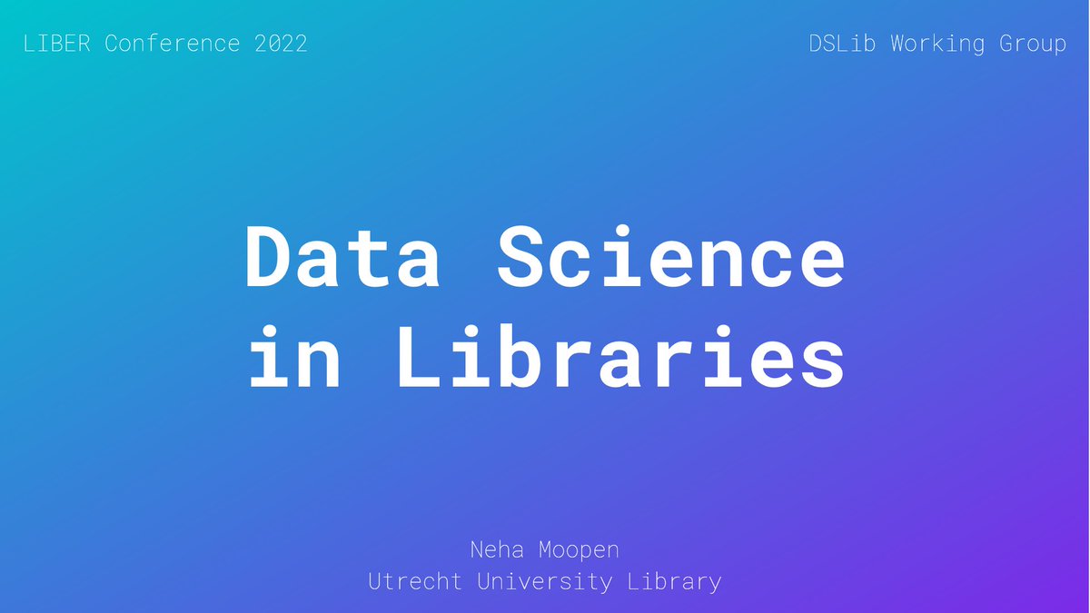 NehaMoopen's tweet photo. The #LIBER2022 conference has ended, but during my long train commute 🇩🇰 -> 🇩🇪 -> 🇳🇱 - I finally started putting together some highlights from the pre-conference workshop I led on Data Science in Libraries. Let's go! @LIBERconference @LIBEReurope 

1/15 https://t.co/yjgKU0Qs71