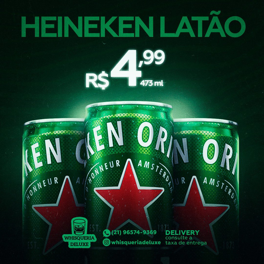 whisqueriadelux's tweet photo. Boa tarde! Promoção Heineken latão 473ml apenas 4,99 VEMMMM https://t.co/IrDzg7tHFi