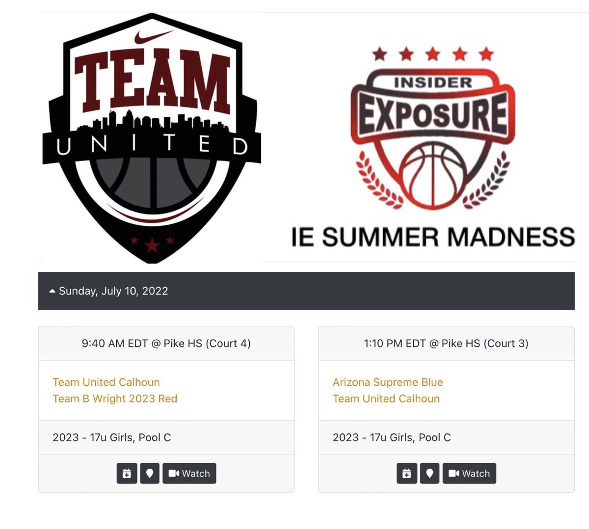 Team United Girls (@tugirlsbb) on Twitter photo Attention College Coaches!!! Next Stop Indianapolis ✈️. Schedule for Team United Calhoun!! <a href="/InsiderExposure/">InsiderExposure</a> Summer Madness!! Games streamed on BallerTV it’s Go Time! Attention College Coaches!!! Next Stop Indianapolis ✈️. Schedule for Team United Calhoun!! <a href="/InsiderExposure/">InsiderExposure</a> Summer Madness!! Games streamed on BallerTV it’s Go Time!