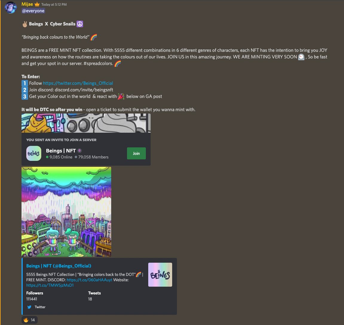 CyberSnailsNFT's tweet photo. Besides all the utility &amp; alpha you get as a 🐌 holder, you get good giveaways on a regular basis. Right now active GA's are WL spots to @SilkNFT, @Beings_Official &amp; @Tokun_App 

What are you waiting for? Join us. #snailsummer https://t.co/k4NiLFCzUQ