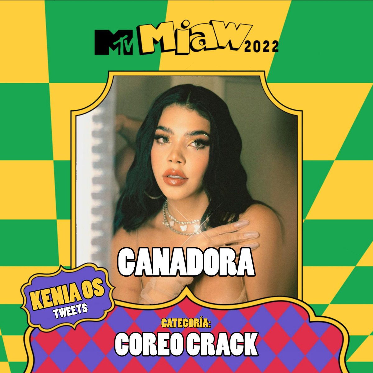 MEdits29's tweet photo. Ganadora de los😻 #MTVMIAW2022 felicidades kenia te mereces eso y mas 🦋😭🙌 té amó @keniaos https://t.co/YgoQeEjDyO