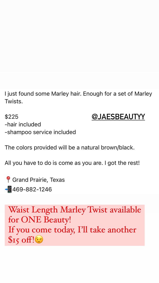 JAESBEAUTYY's tweet photo. This deal is for TODAY only! All you have to do is come as you are😉 and I got the rest!

 #dfwbraider #protectivestyles #dallashair https://t.co/90hwYGlFxB