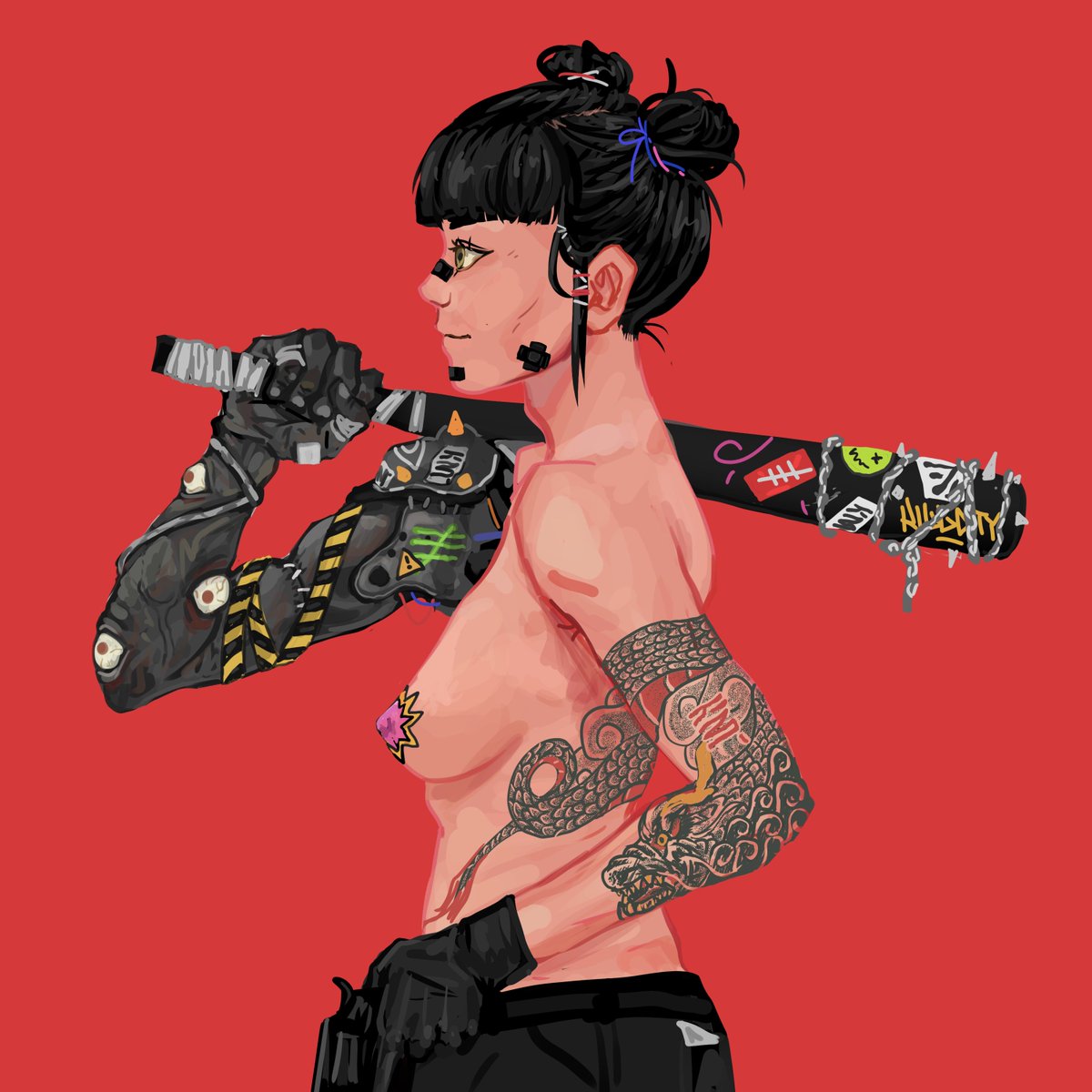 Thanks <a href="/_killcity/">KILL CITY | MINTING VIA @SOTK ARTISAN GUILD</a> for the Free Mint! Funny that I minted a girl with a dragon tattoo and I'm working on a project about dragons 🤯