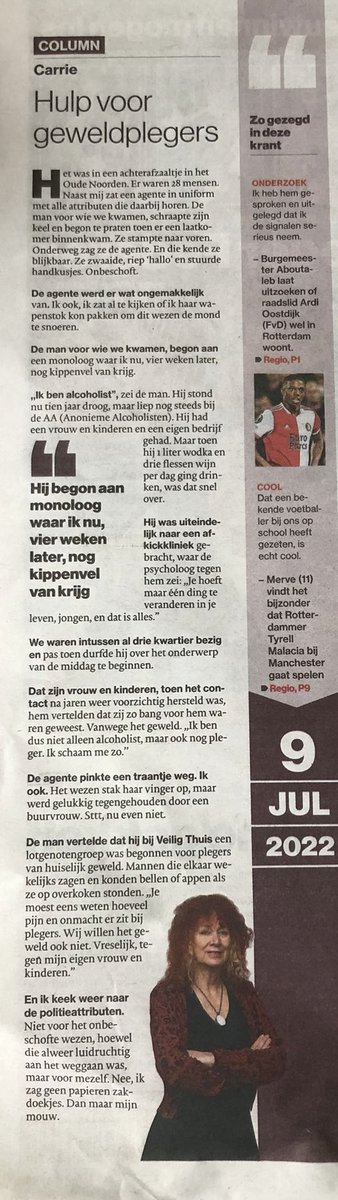 Prachtige ontroerende column van Carrie. Trots op onze ervaringsdeskundige, voormalig pleger. Vanuit kwetsbaarheid je kracht laten zien
<a href="/VeiligThuisRdam/">Veilig Thuis Rotterdam Rijnmond</a> #Ervaringinhuis