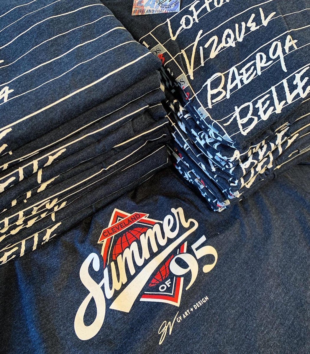 GVartwork's tweet photo. What a beautiful Summer Day! We can use some ‘95 vibes right now so we just brought back our famous Summer of ‘95 lineup tee! 

Who was your favorite player on what is one of the greatest lineups ever? Available online and in stores now! https://t.co/lvk7mtBQrO
