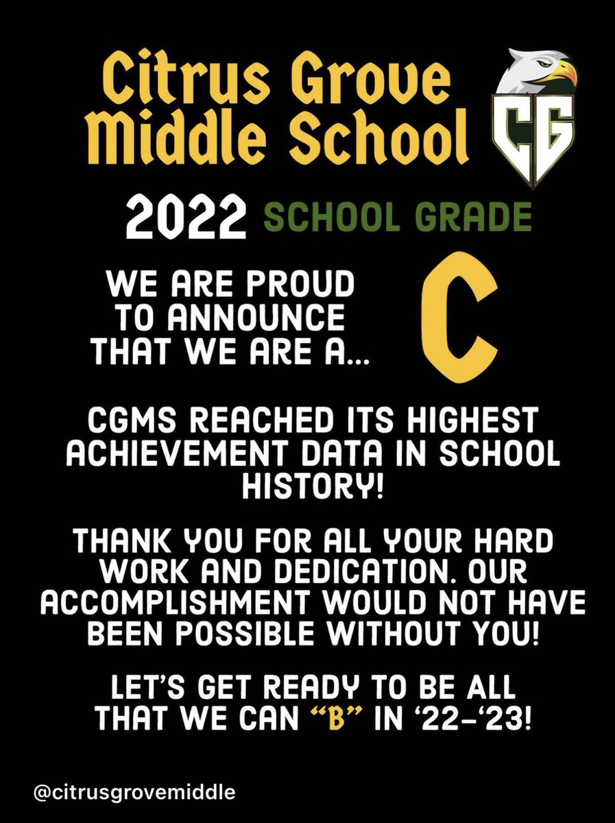 mr_cedeno's tweet photo. We endured of the most challenging years ever, but the hard work paid off. So proud of our students, teachers, staff, parents &amp; community for making this happen. Just a couple of points away from the B, but we’re on the way. On to new heights in ‘22-‘23! #proudprincipal #mdcps https://t.co/0HMIZBiPwi