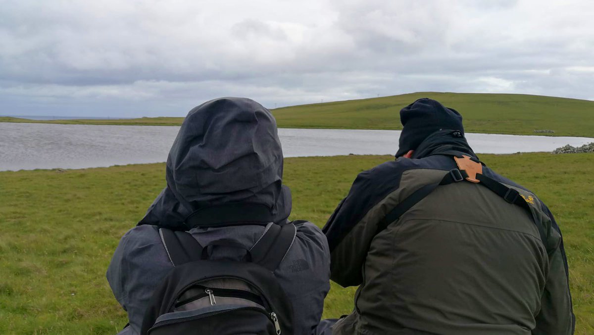 shetlandnature's tweet photo. We’re enjoying a lot of fantastic #Fetlar days this season on our holidays/day tours with Phalaropes performing. Here’s yesterday’s guests with Dave C enjoying #otter, on Loch of Funzie of all places, the also had a Leach’s Petrel from the ferry! https://t.co/enqhXXiSEj