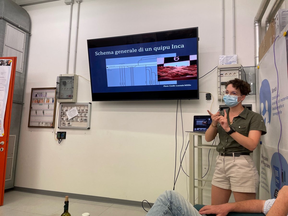Lucrezia_Mi's tweet photo. Enthusiastic about the opportunity @INFN_  #CHnet gave me for communicating the #anthropological and #historical value of #C14 dating on #inka #khipus we did in Florence thanks to @iperion_hs #fixlab access. #scientific and #ethnohistorical data need each other.
#heritagescience https://t.co/jtlZ73MYls